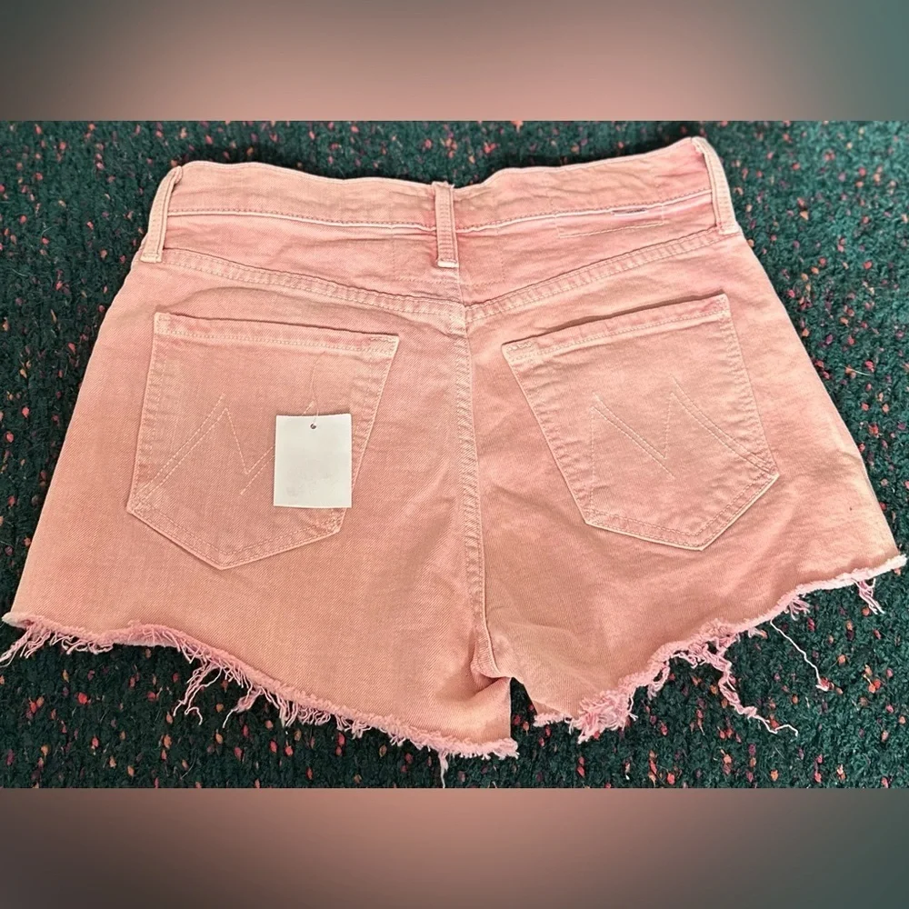 RARE MOTHER NWT The Tomcat Kick Fray Denim Shorts in Into The Midst—26